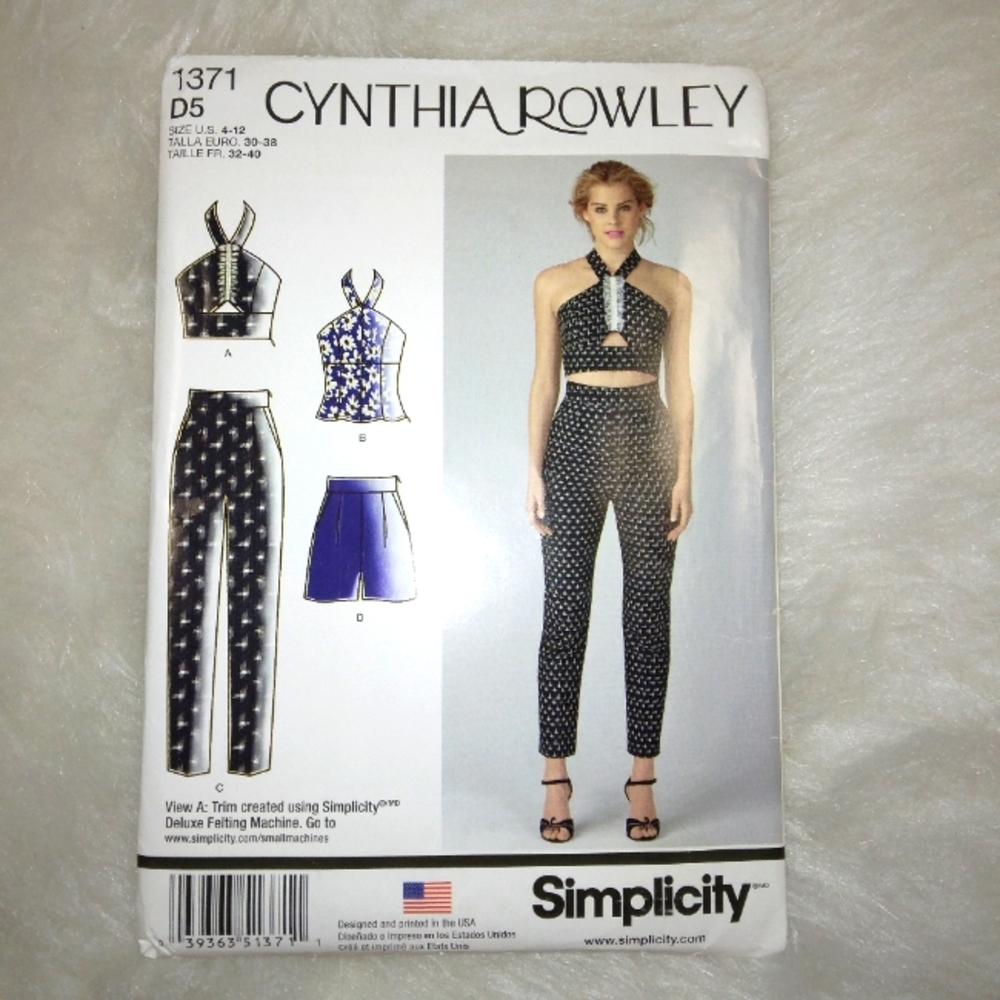 SIMPLICITY 1371 Cynthia Rowley Tops, pants, shorts, new and uncut patter…